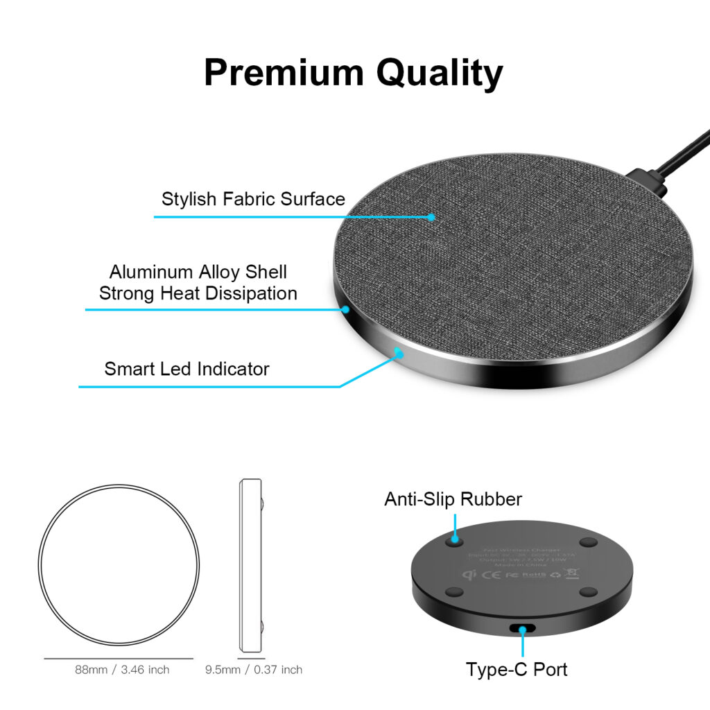 WT 300 fabric wireless charger details 4