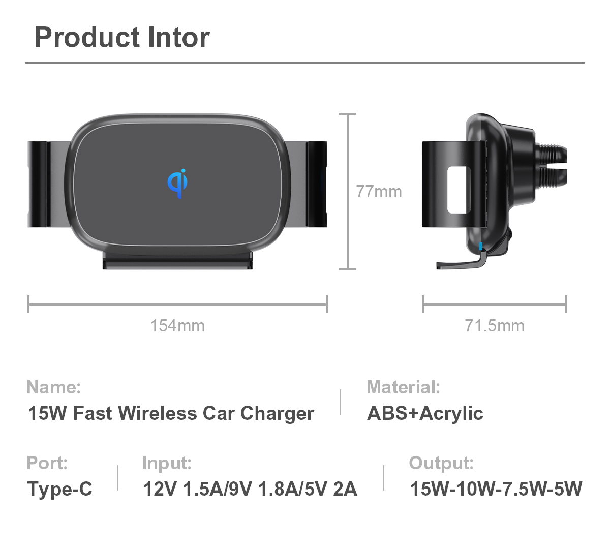 WT C28F Wireless Car Charger Mount 6