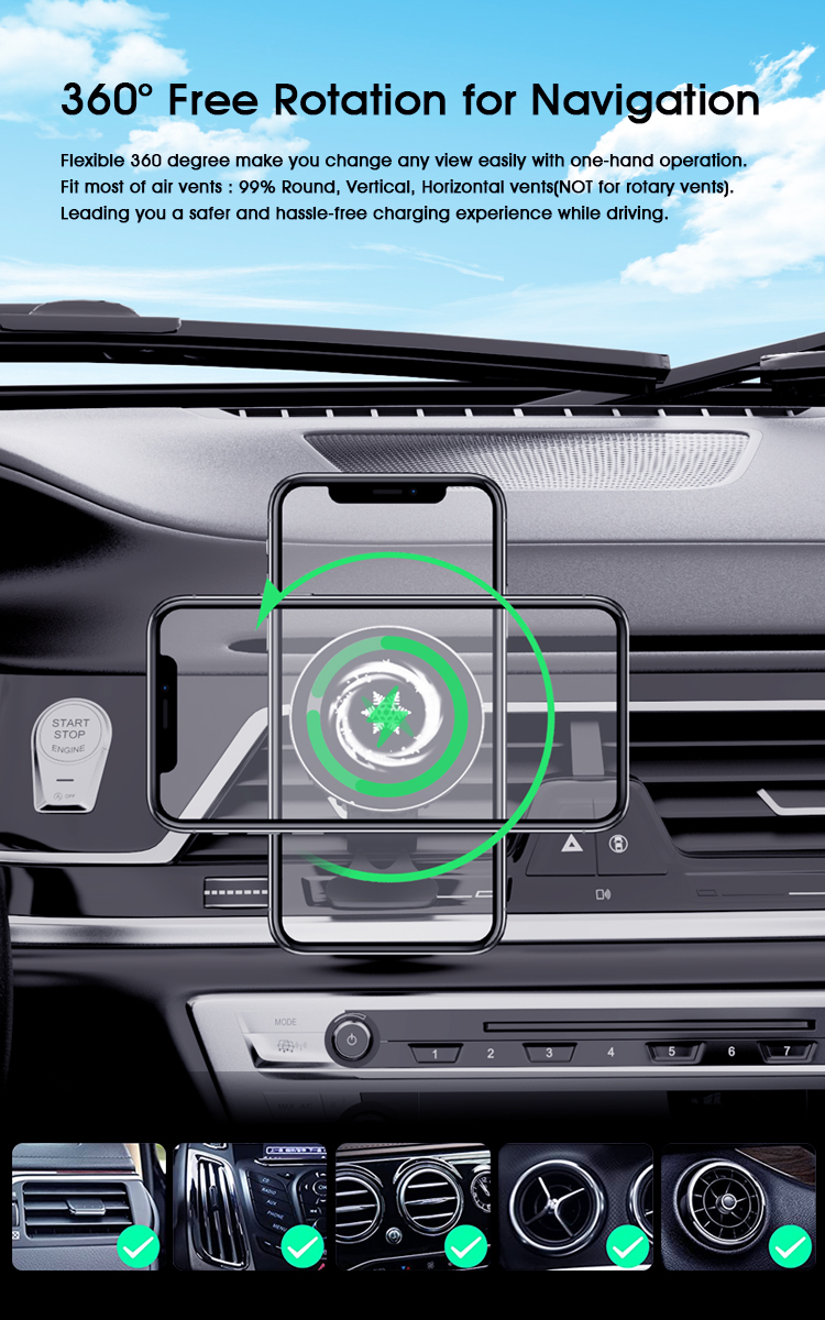 wireless charging with magnetic car mount
