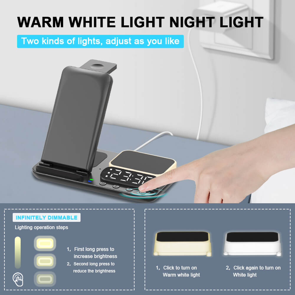 alarm clock night light wireless charger