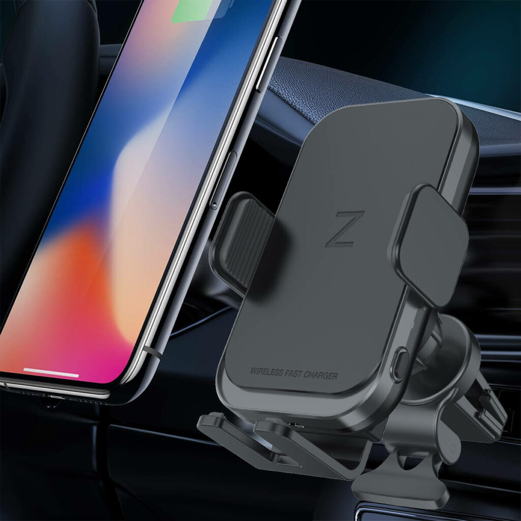 automatic clamping wireless car charger mount