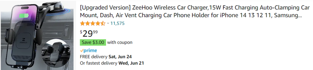 ZeeHoo Wireless Car Charger Mount