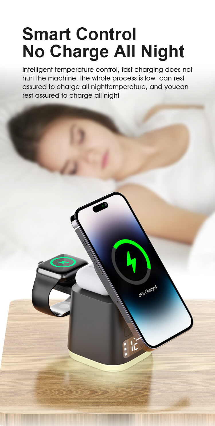 wireless charger digital alarm clock